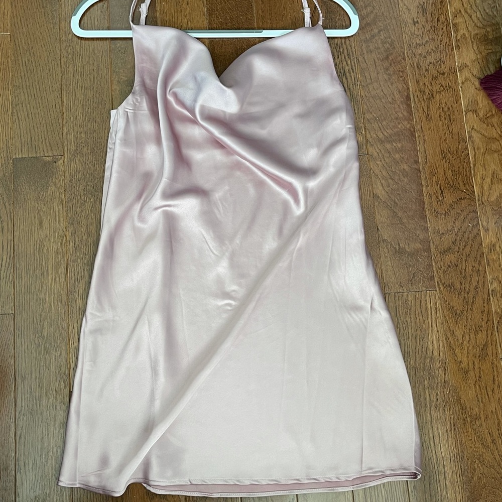 Rose Gold Cowl Neck Adjustable Straps Flowy Mini Dress NWOT